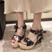2025 Summer New European And American Sandals Sweet Ribbon Peep-Toe Waterproof Platform Wedge Thick-Soled Casual Women's_vogvips.com