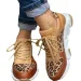 Womens Leopard Print Chunky Sneakers Leather Fabric Upper Lace Up Design Non Slip Thick Sole For Streetwear And Daily_vogvips.com