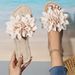 Women's Shoes Large Size Summer New Single Slotted Flat Casual Sandals With Flower Soft Soled Beach Shoes_vogvips.com