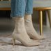 Giant, And Slim Gentle Apricot Temperament, Pointed Head, Thin High Heel Socks, Ankle Elastic Short Boots, Female_vogvips.com