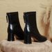 Women's Short Boots 2025 New Autumn And Winter Mid-calf Fashion Boots, Square Toe, Chunky Heel, Slim-fit Boots, Brown, French Styl_vogvips.com