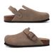 Bebealy Women's Cow Suede Clogs With Adjustable Strap Indoor And Outdoor Fashion Cork Footbed Leather Mules Slip On Potato Shoes_vogvips.com