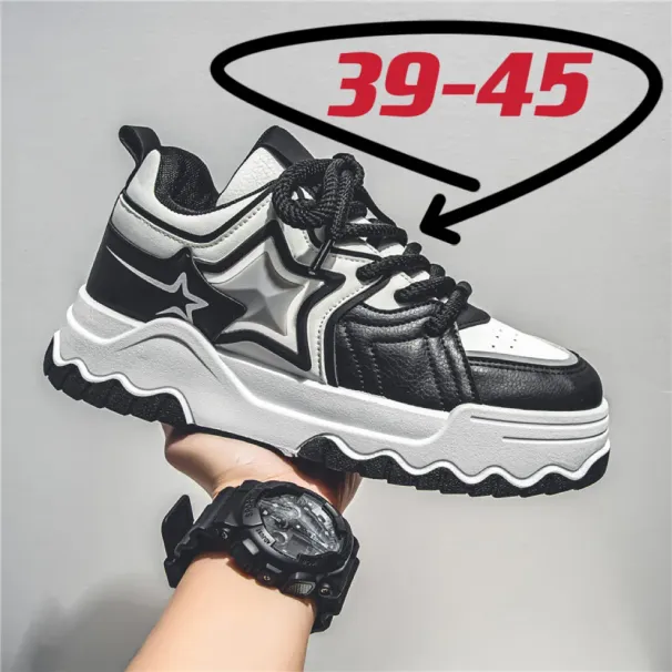 2026 Spring New Men's Chunky Sneakers, Korean Style Fashion Dad Shoes, Big Size 39-45 Sports Casual Shoes_vogvips.com