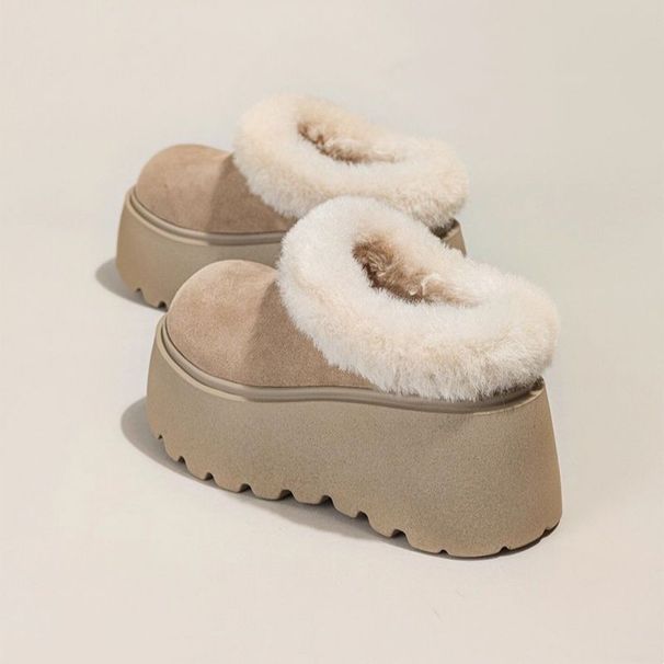 Versatile Thick-Soled Closed-Toe Half-Slip Women's Winter Fleece-Lined Warm Ankle Snow Boots Height-Increasing Cotton_vogvips.com
