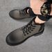European Warm Series British Motorcycle Top Leather Shoes Men's High Street Style Martin Trendy 2025 New Short Boots_vogvips.com