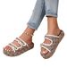 Plus Size Platform Slippers Khaki Color Rose Design Double Breasted Women's Style Shoes_vogvips.com