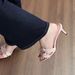 Chuyuji French Ballet Style Bowknot Slip-On Sandals For Women Thin Heels, Lace Trim, Open-Toe High Heels To Match With_vogvips.com