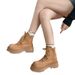 2024 Autumn Winter New Versatile Short Flip Cover Two-Way Martin British Style Thick Sole Yellow Boots_vogvips.com