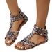 New Summer Bohemian Chic Color Block Roman Women's Plus Size Flat Sandals_vogvips.com