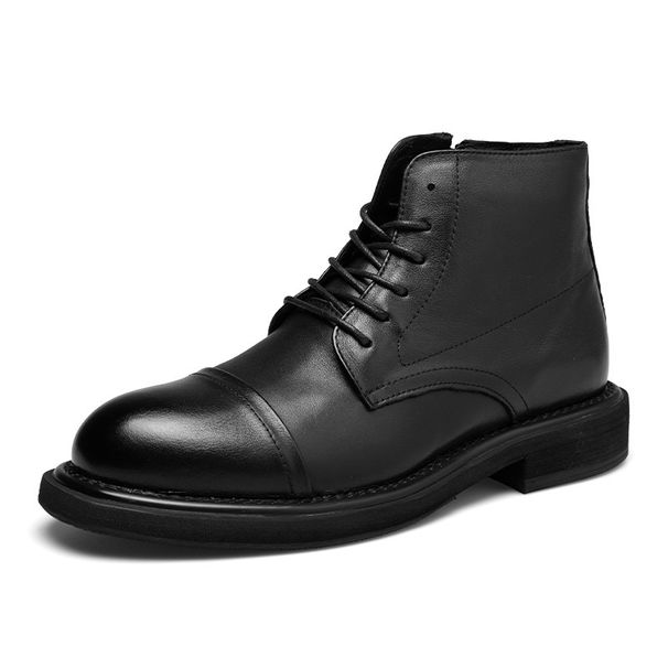 European Warm Series Straight Martin Men High Top British Style Genuine Leather Winter Fleece Lined Warm Ankle Work Boots_vogvips.com