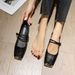 Square Head Single Shoes Women's Flat Bottom One Word With Mary Jane Shoes French Shallow Mouth Beanie Shoes Women_vogvips.com