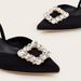Women’s Shoes Pointed Rhinestone Metal Buckle Decorated Slingback Sandals For Women Elegant Stiletto Mule Front Cover Back Empty Sandals_vogvips.com
