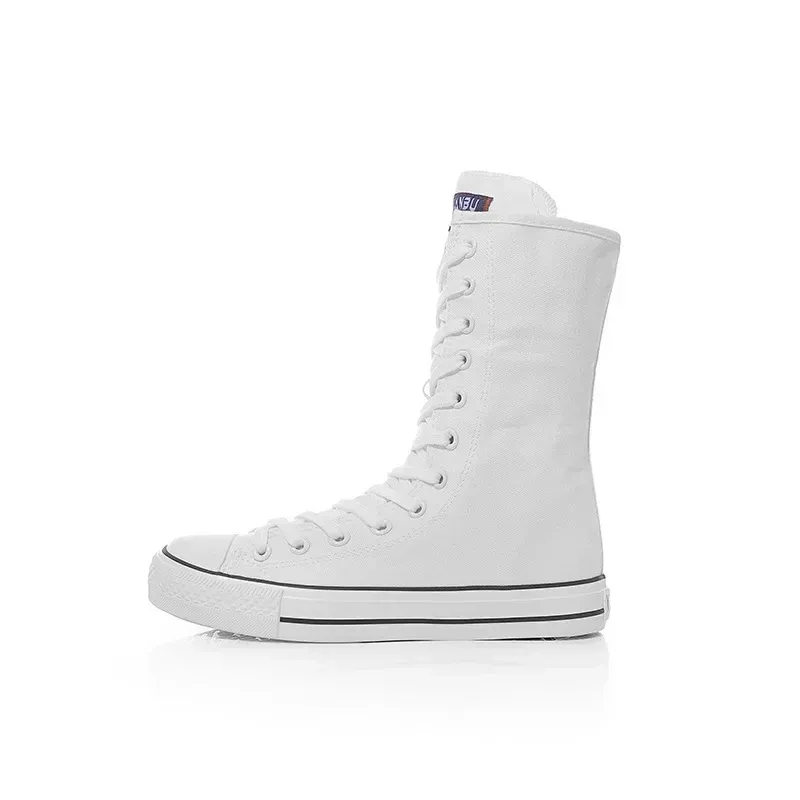 Mid Tube Lace Up Sports Running For Women's Side Zipper Canvas Shoes High Top Casual Woman's Sneakers Boots_vogvips.com