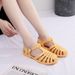 Summer Women's Open-toe For Outdoor Wear, Plastic Flat Sa, Versatile Hollow-out Beach Shoes, Candy-colored Roman_vogvips.com