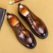 Round head Brock men's leather big head business casual shoes top layer cowhide leather shoes thick sole increase_vogvips.com