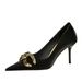 7239-A1 European And American Style Fashion Party Women's Thin Heel Shallow Mouth Pointed Toe Large Metal Buckle Single_vogvips.com