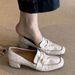 Loafers Women's One-pedal Casual Small Leather Shoes High-heeled French Single Shoes Women_vogvips.com