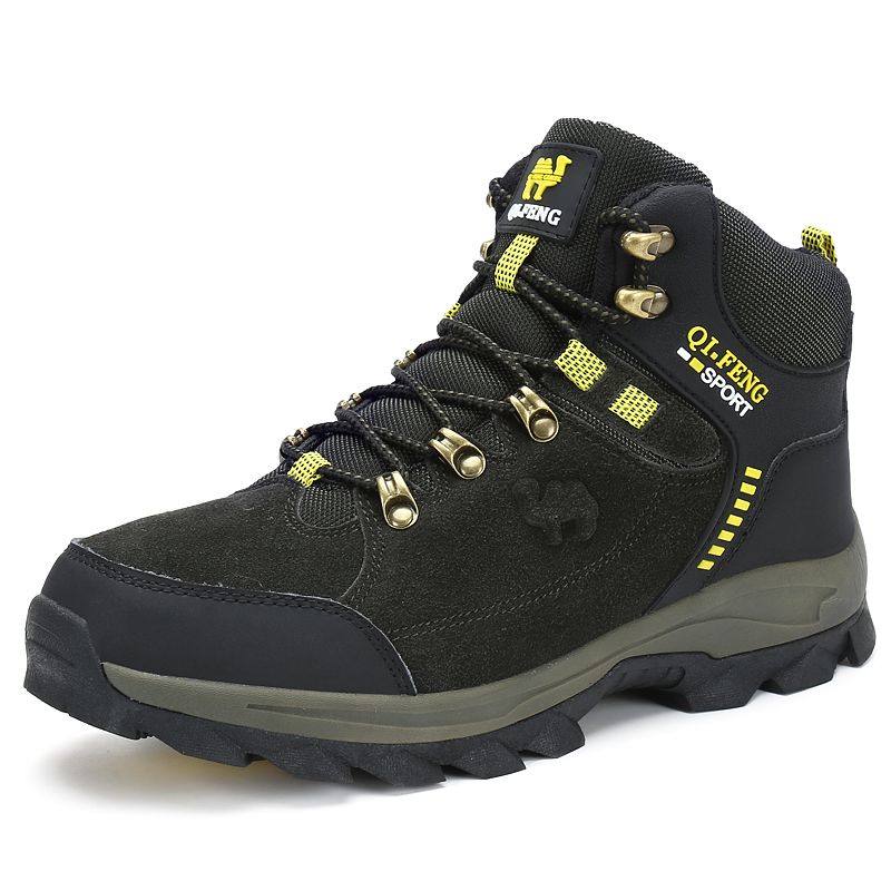 Outdoor High-top Boots Men Laced Thick-soled Men Shoes Soft Breathable Wear-resistant Shock-absorbing Casual Hiking Shoes Men_vogvips.com