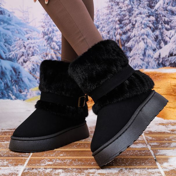 Plus Size Snow For Women, Fleece-Lined And Thickened, Korean Style 2025 New Winter Platform Thick Sole Warm Non-Slip_vogvips.com