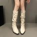 Stacked Women 2024 New Spring Autumn Long Over-the-Knee High Simple Slim Knight Boots_vogvips.com