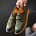 Euro Step Business Formal Genuine Men's Large Size Breathable Casual Brogue Leather Shoes_vogvips.com