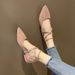 MTX Women's 2025 Spring Summer New Korean Style Elegant Versatile Rhinestone One-Strap Chunky Heel Pointed Toe Hollow Single_vogvips.com
