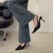 French Style High Heels Peep Sandals For Women 2025 Spring Summer New Elegant Stiletto Pointed Toe Black Single Shoes To_vogvips.com