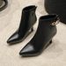 Autumn Stiletto Thin High Heels Woman Pointed Toe Pu Leather Zipper Sexy Ankle Boots_vogvips.com