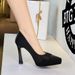 8399-2 European And American Style Elegant Party High-heeled For Women, Pointed Toe, Platform, Satin, Chunky Heel,_vogvips.com