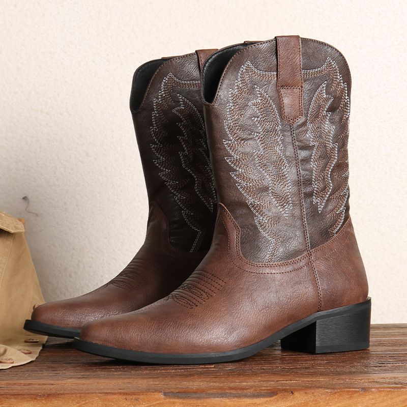 Western cowboy boots Fashion ethnic style embroidered knight boots_vogvips.com
