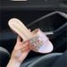Women's Glam Rhinestone Buckle Chunky Heel Mule Sandals – Open-Toe French-Inspired Summer Slides Mini Sandals Must Sandals_vogvips.com