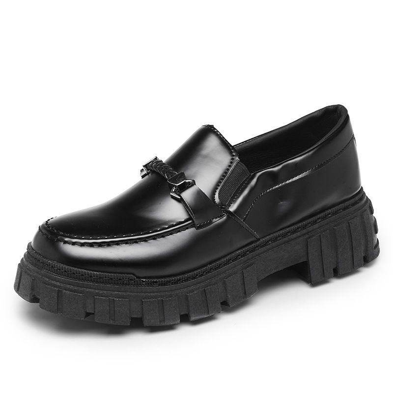 Spring 2023 British Style Leather Platform Low Set Foot Loafers A Slip-on Casual Men's Shoes_vogvips.com