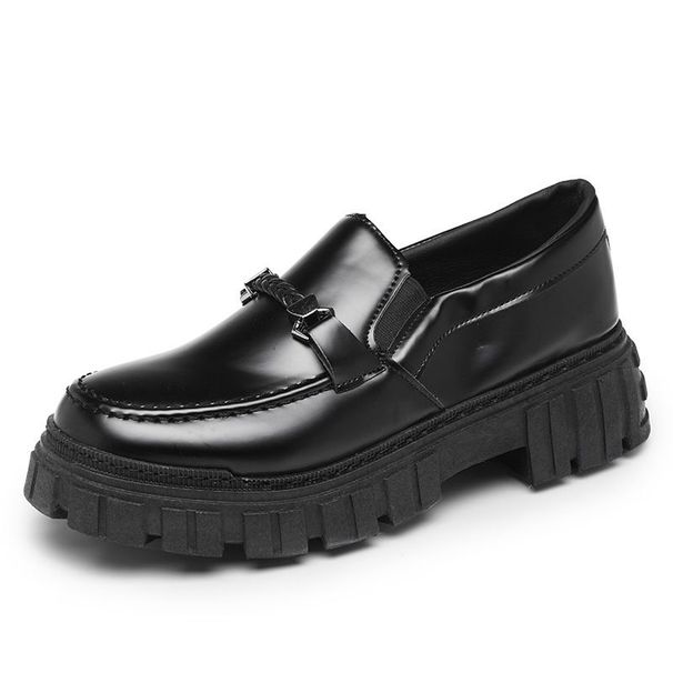 Spring 2023 British Style Leather Platform Low Set Foot Loafers A Slip-on Casual Men's Shoes_vogvips.com