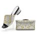 Stylish women's wedding shoes with a diamond pressed floral print party shoe bag set_vogvips.com