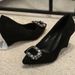 Wedge Shoes 2025 Spring New Fashion Rhinestone Pointed Toe Shallow Mouth Soft Sole Comfortable High Heels For Women_vogvips.com