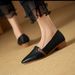Women's Single 2024 Autumn New Comfortable Versatile Chunky Leather Soft Sole Non-Tiring Slip-On Pointed Toe Low Heel_vogvips.com