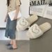 2023 Autumn And Winter Home Cotton Slippers For Women, Indoor Non Slip And Warm, One Word Plush Outer Wear, Flat Bottom_vogvips.com