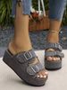 New Plus-size Limping And Denim Belt Buckle Slip-on Slippers_vogvips.com