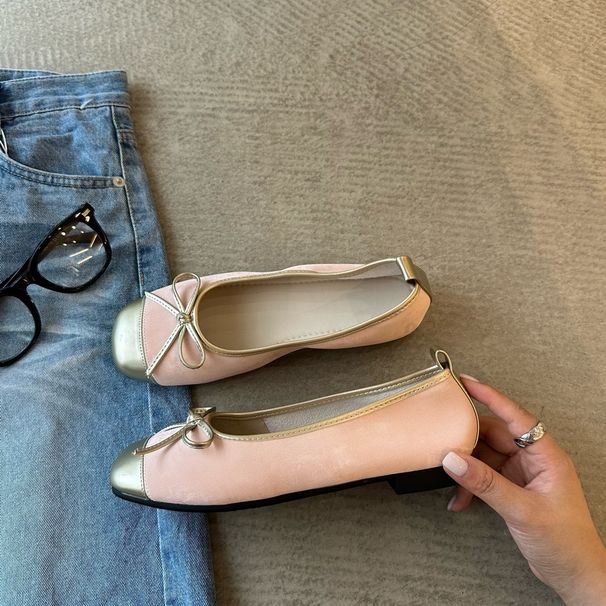 French-tyle Flat Hallow Ingle For Women, 2024 Ummer New Model, Round-toed Retro Mary Jane Oft-oled Bow Ballet_vogvips.com