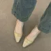 fashion PU Leather Ladies Summer Style Pointed Toe Low Heel Women Sandals Non Slip Flat Shoes 250723_vogvips.com