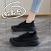 ShoeVault Stepping On Clouds Black Work Shoes For Women Soft Sole Comfortable Kitchen Non-Slip KFC Summer Breathable Size 34_vogvips.com