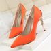 Women's Stiletto Heel Pumps Korean Style Fashion Sexy Metal Heel Stiletto High Heel Shallow Mouth Pointed Satin Thin Single Shoe Wedding Shoes_vogvips.com