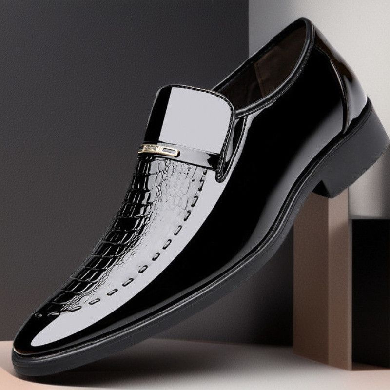 Spring Large Size Leather New Business Formal Pointed Toe Shiny Youth Korean Style Casual Breathable Shoes Men's Trend_vogvips.com