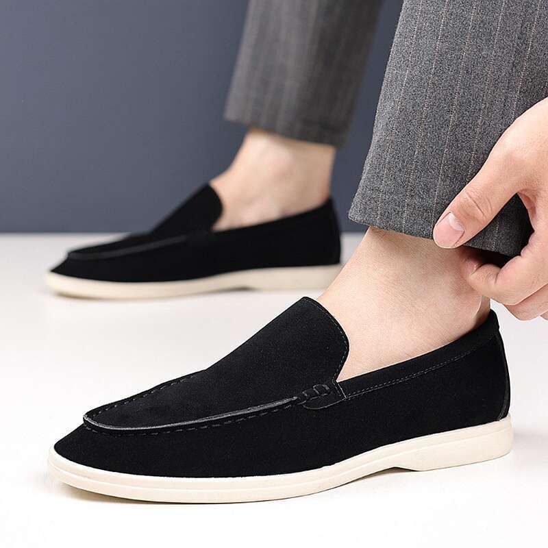 SHLIANG Vintage Men's Sharp Suede Flat Leather Shoes Casual Penny Loafers Dress Shoes Sapatos Tenis Masculino Y0467_vogvips.com