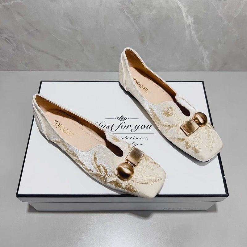 Retro New Chinese Low-heeled Women's Shoes Versatile Square Head Single Shoes Women's Doudou Shoes Flat Loafers_vogvips.com
