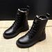 Martin British Style 2024 Autumn Winter New Round Toe Short For Female Students Thick Sole Fleece Lined Thickened_vogvips.com