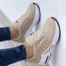 Foreign trade large size European and American new casual sports shoes for women flying woven wedge heels round toe lace up mesh breathable _vogvips.com