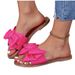 New Flat Bottom Rhinestone Bow Flip-flops Women Wear Solid Color Lightweight Cloth Slippers_vogvips.com