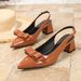 Pointed high heels thick with shallow mouth single shoes bow large size women's shoes after the empty sandals new_vogvips.com