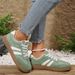 Lightweight Comfortable For Women Fashion Striped Lace Up Sports Shoes Woman Casual Breathable Green Sneakers Plus Size_vogvips.com